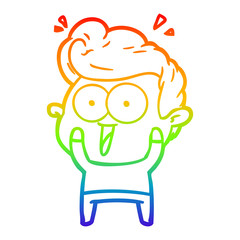 rainbow gradient line drawing cartoon excited man