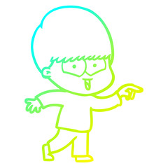cold gradient line drawing cartoon happy boy