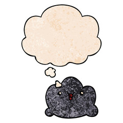 cartoon cloud and thought bubble in grunge texture pattern style