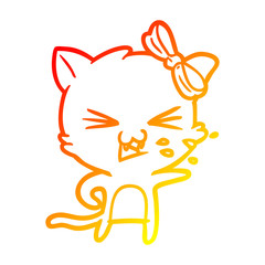 warm gradient line drawing cartoon cat