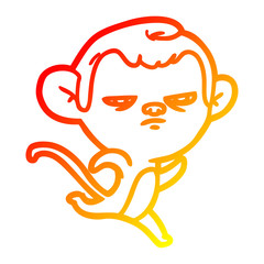 warm gradient line drawing cartoon monkey