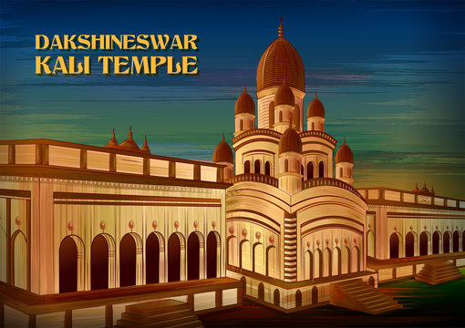 vector illustration of historical monument Dakshineswar Kali Temple in Kolkata, West Bengal, India