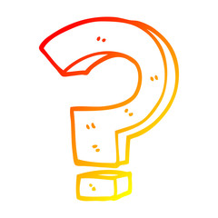 warm gradient line drawing cartoon question mark