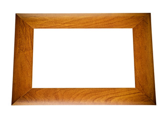 Fototapeta premium Brown wooden frame isolated on white background
