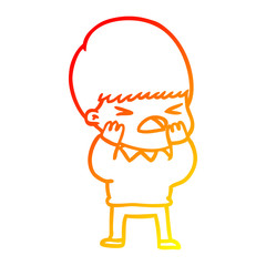 warm gradient line drawing cartoon stressed man