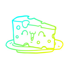 cold gradient line drawing cute cartoon cheese