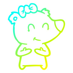 cold gradient line drawing female polar bear cartoon