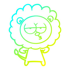 cold gradient line drawing cartoon bored lion