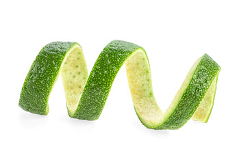 Fresh lime peel isolated on a white background. Healthy food.