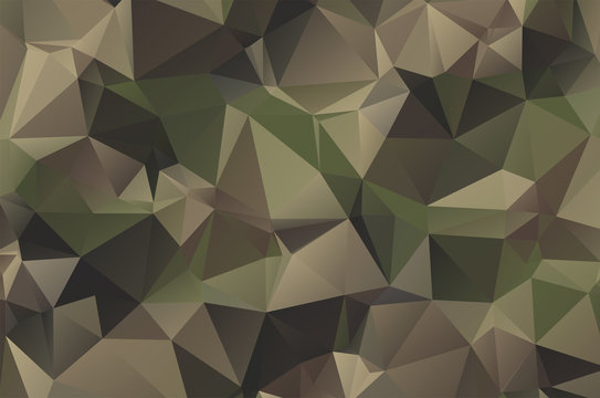 Camouflage Low poly crystal background. Polygon design pattern. Military Low poly vector illustration, low polygon background.