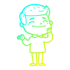 cold gradient line drawing happy cartoon man