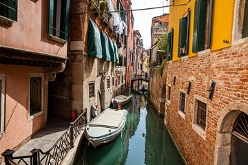 The picturesque canals of the beautiful Venice city