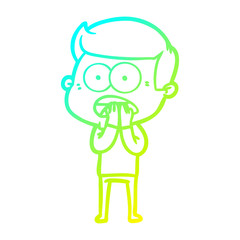 cold gradient line drawing cartoon shocked man