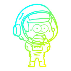 cold gradient line drawing cartoon surprised astronaut