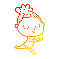 warm gradient line drawing cartoon calm woman