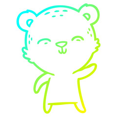 cold gradient line drawing happy cartoon bear