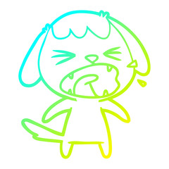 Obraz premium cold gradient line drawing cute cartoon dog barking
