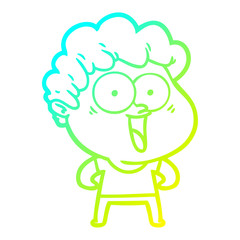 cold gradient line drawing cartoon happy man
