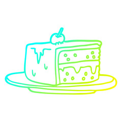 cold gradient line drawing cartoon slice of cake