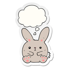 cartoon rabbit and thought bubble as a printed sticker