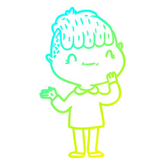 cold gradient line drawing cartoon friendly boy