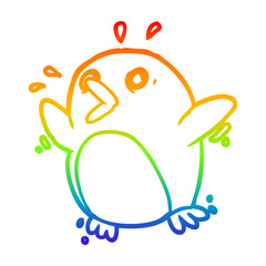 rainbow gradient line drawing frightened penguin