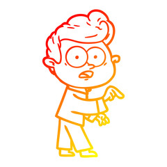 warm gradient line drawing cartoon staring man