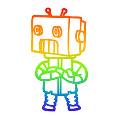 rainbow gradient line drawing cartoon robot