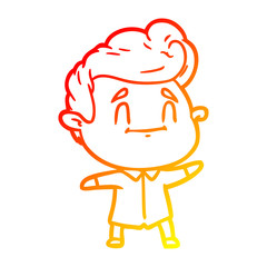 warm gradient line drawing happy cartoon man