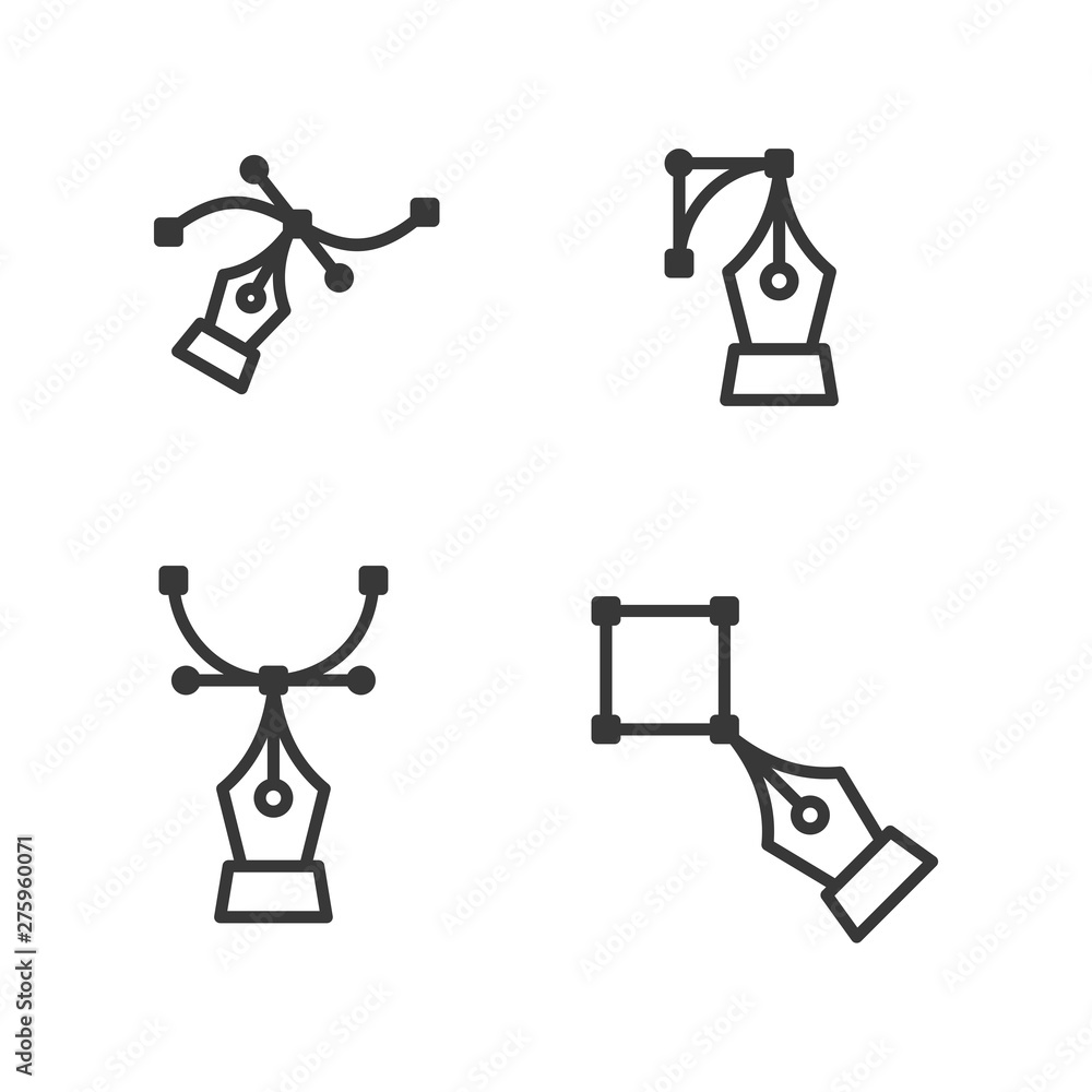 Poster Pen tool cursor icon set symbol template black color editable. Simple logo vector illustration for graphic and web design.
