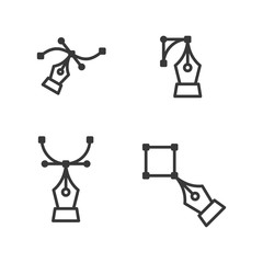 Pen tool cursor icon set symbol template black color editable. Simple logo vector illustration for graphic and web design.