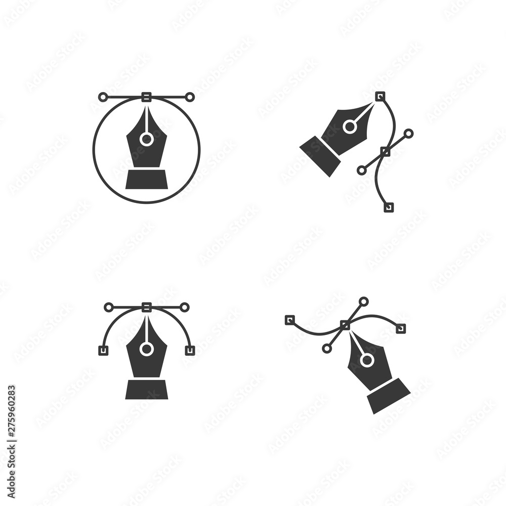 Poster Pen tool cursor icon set symbol template black color editable. Simple logo vector illustration for graphic and web design.