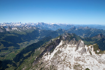Fototapeta na wymiar Summer in the swiss alps. Mount Santis, Switzerland
