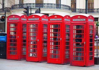 Red telephone booth in London