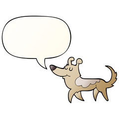 cartoon dog and speech bubble in smooth gradient style