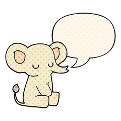 cartoon elephant and speech bubble in comic book style