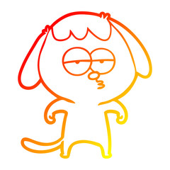 warm gradient line drawing cartoon bored dog