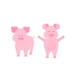 Cute pig cartoon characters. Piggy. Funny animal.