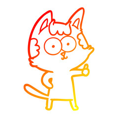 warm gradient line drawing happy cartoon cat