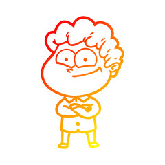 warm gradient line drawing cartoon happy man
