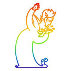 rainbow gradient line drawing cartoon vampire