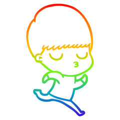 rainbow gradient line drawing cartoon calm boy