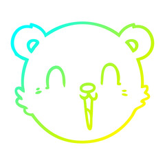 cold gradient line drawing cute cartoon teddy bear face