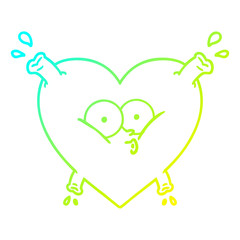 cold gradient line drawing cartoon heart