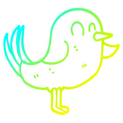 Fototapeta premium cold gradient line drawing cartoon bird pointing