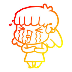 warm gradient line drawing cartoon woman