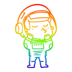 rainbow gradient line drawing cartoon confident astronaut © lineartestpilot
