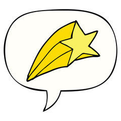 cartoon shooting star and speech bubble