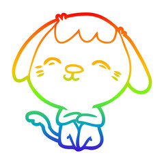 rainbow gradient line drawing happy cartoon dog
