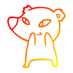 warm gradient line drawing cute cartoon bear
